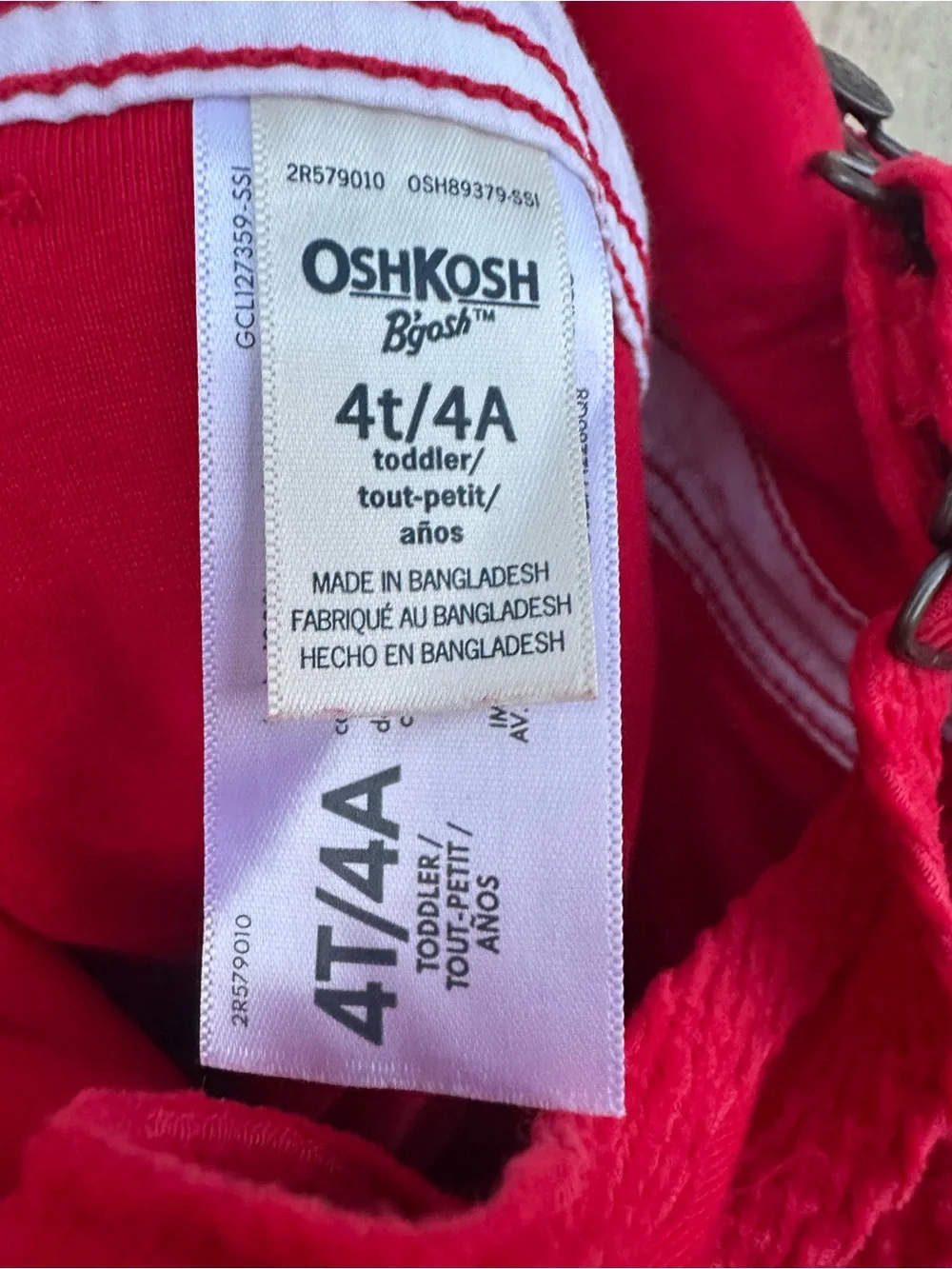 OshKosh B'gosh Bright Red Corduroy Kids Overalls